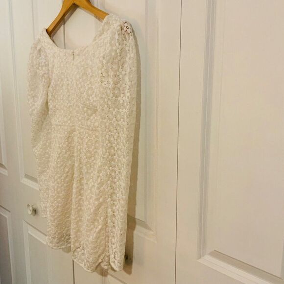 Camila Coelho Trista Ivory Lace Crocheted Long Sleeve Mini Dress Small - Picture 11 of 13
